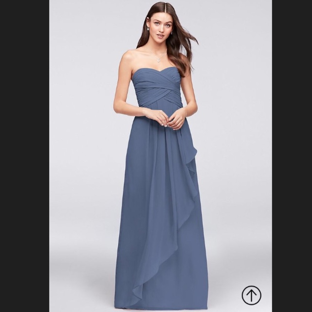 Strapless Crinkle Chiffon Dress with Cascade Skirt